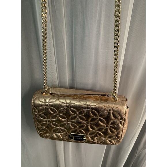 New Michael Kors Sloan Gold Chain Quilted Leather Shoulder Bag Rose Gold Shiny - Picture 14 of 16